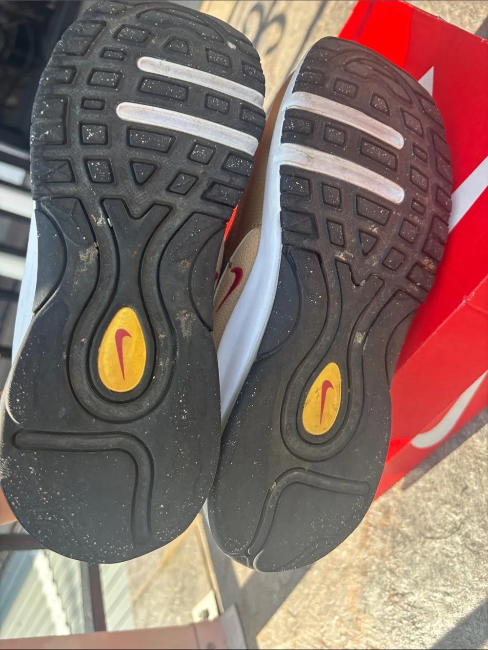 Nike Metallic Gold and Red Check Sneakers